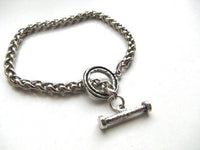 Oxidized Sterling Silver Rope Bracelet with Toggle Clasp