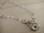 Sterling Silver Evil Eye Charm Necklace Diamond Transparent